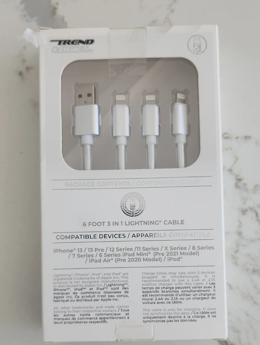 3-in-1 Braided Lightning Cable - Silver
